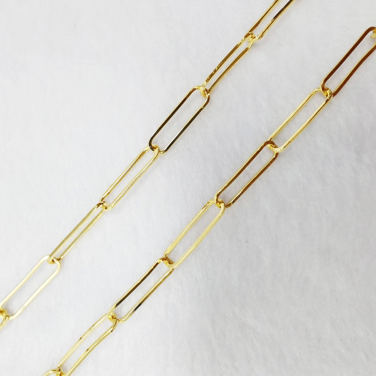 22x6mm PAPER CLIP Chain, Large Cable Chain link 24K Gold Filled over Brass, Slim Rectangle Link Chain Chain by Yard | ROLL-164 Clearance Pricing - DLUXCA