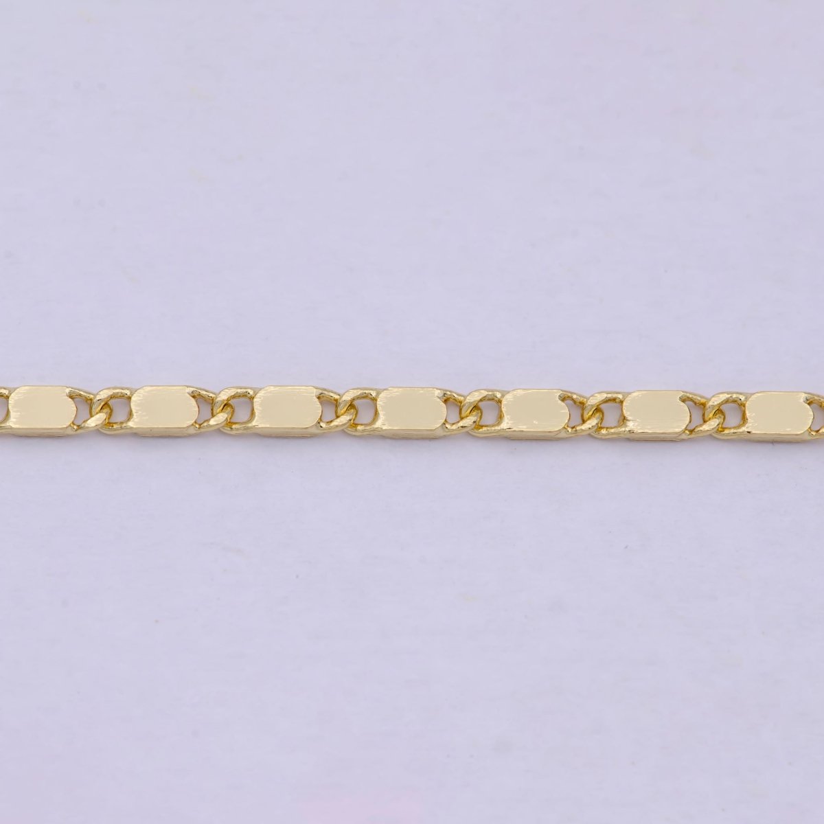 23.5 Inch Scroll Finished Chain, 14K Gold Filled Flat Link Chain, Dainty 2.4mm Unique Necklace with Lobster Clasps | WA-621 Clearance Pricing - DLUXCA