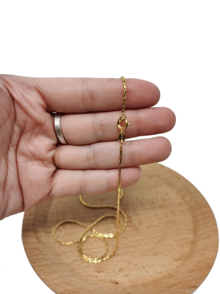 23.5 inches Belcher Boston Chain, 24K Gold Plated, Dainty 1.3mm Gold Plated Belcher Necklace w/ Spring Ring | CN-404 Clearance Pricing - DLUXCA