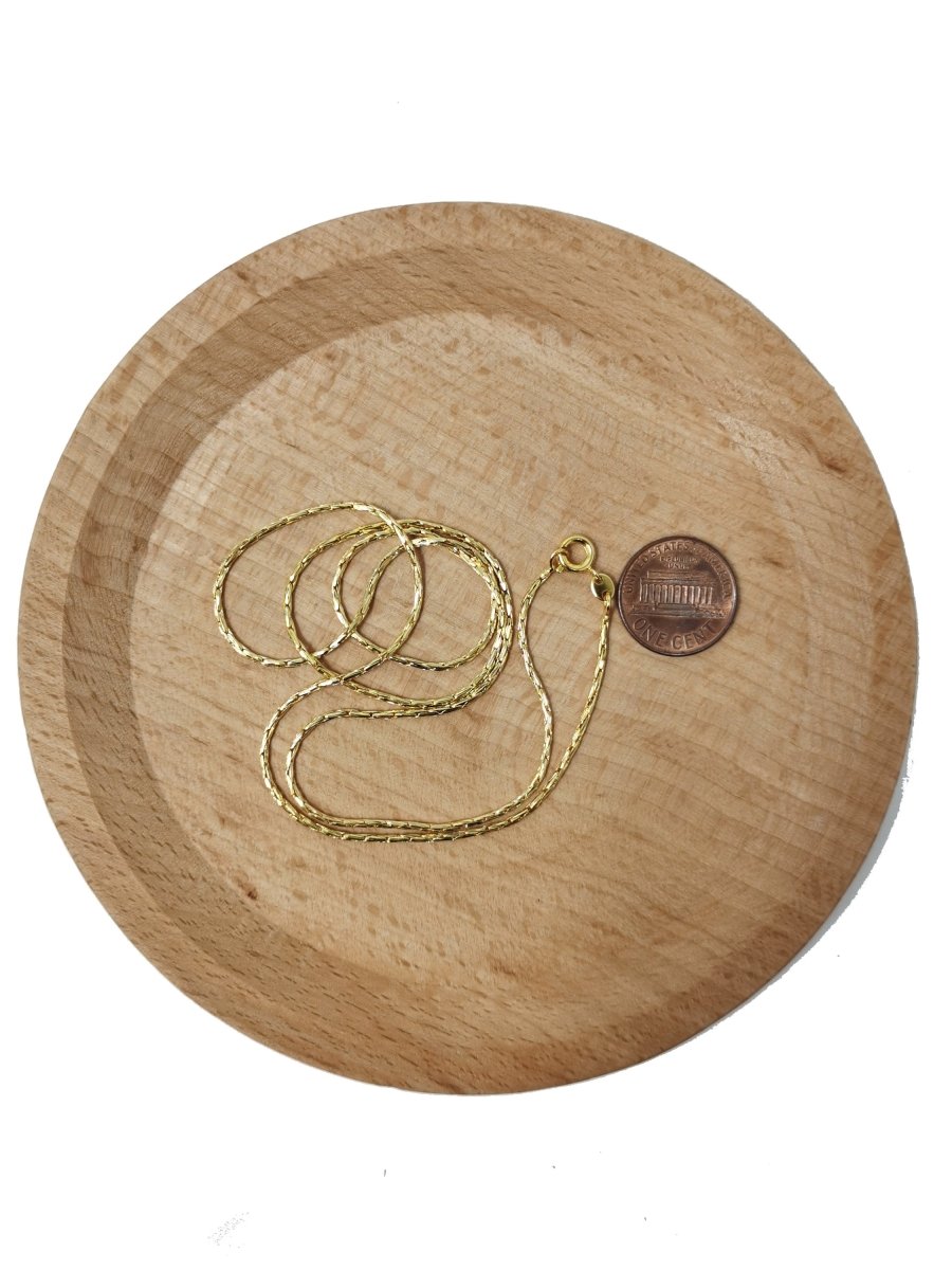 23.5 inches Belcher Boston Chain, 24K Gold Plated, Dainty 1.3mm Gold Plated Belcher Necklace w/ Spring Ring | CN-404 Clearance Pricing - DLUXCA