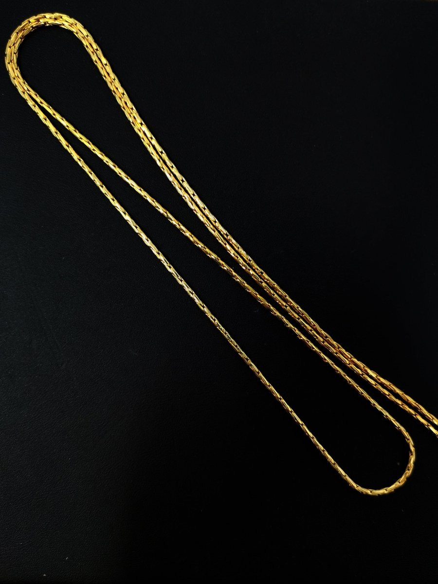 23.5 inches Belcher Boston Chain, 24K Gold Plated, Dainty 1.3mm Gold Plated Belcher Necklace w/ Spring Ring | CN-404 Clearance Pricing - DLUXCA