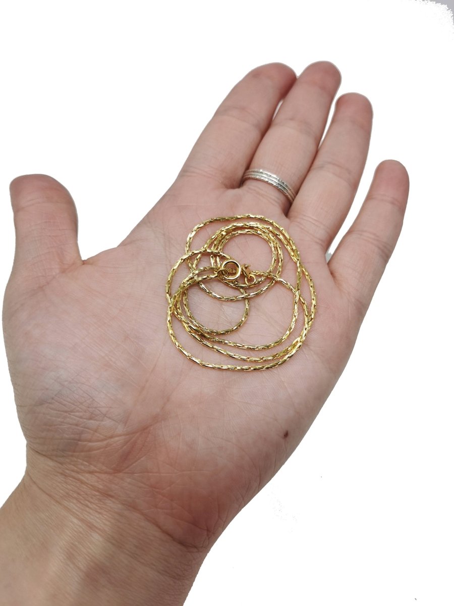 23.5 inches Belcher Boston Chain, 24K Gold Plated, Dainty 1.3mm Gold Plated Belcher Necklace w/ Spring Ring | CN-404 Clearance Pricing - DLUXCA