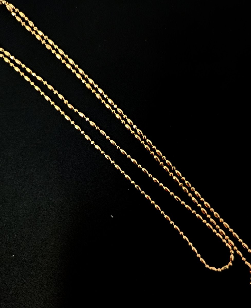 23.5'' Ready to Use 18K Gold Plated Bead Necklace Chain, Layering Beaded Chain Dainty Necklace, Perfect for Pendant Charm Necklace, Dainty 1,5mm Bead Necklace w/ Spring Ring | CN-407 Clearance Pricing - DLUXCA