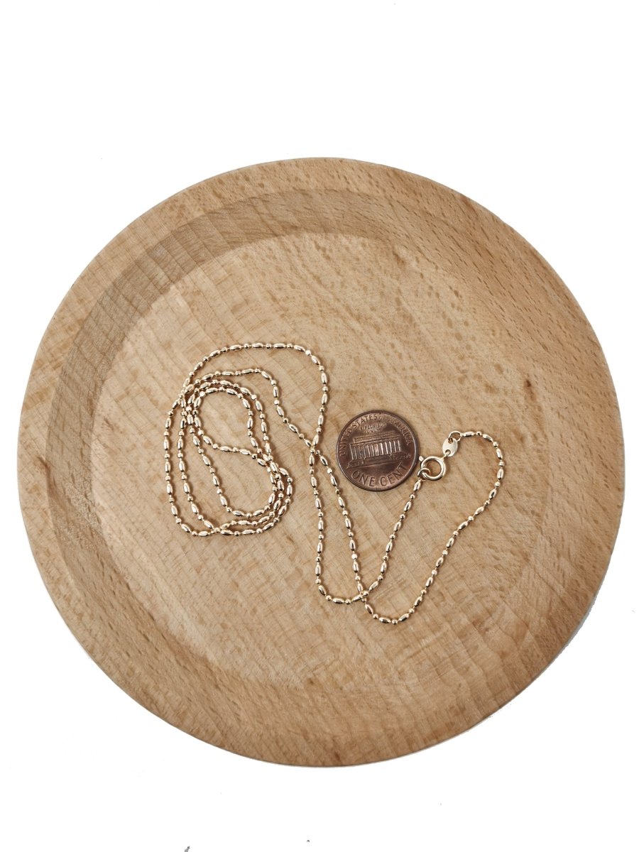 23.5'' Ready to Use 18K Gold Plated Bead Necklace Chain, Layering Beaded Chain Dainty Necklace, Perfect for Pendant Charm Necklace, Dainty 1,5mm Bead Necklace w/ Spring Ring | CN-407 Clearance Pricing - DLUXCA