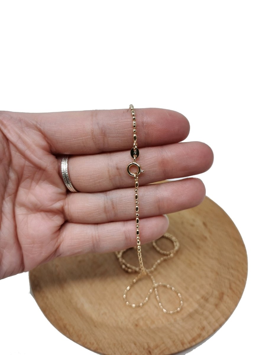 23.5'' Ready to Use 18K Gold Plated Bead Necklace Chain, Layering Beaded Chain Dainty Necklace, Perfect for Pendant Charm Necklace, Dainty 1,5mm Bead Necklace w/ Spring Ring | CN-407 Clearance Pricing - DLUXCA