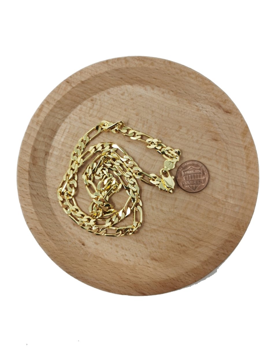 23.5'' Ready to Use 24K Gold Filled Figaro Necklace Chain, Layering Unique Chain Perfect for Pendant Charm Necklace, Statement 4mm Figaro Necklace w/ Lobster Clasps | CN-421 Clearance Pricing - DLUXCA