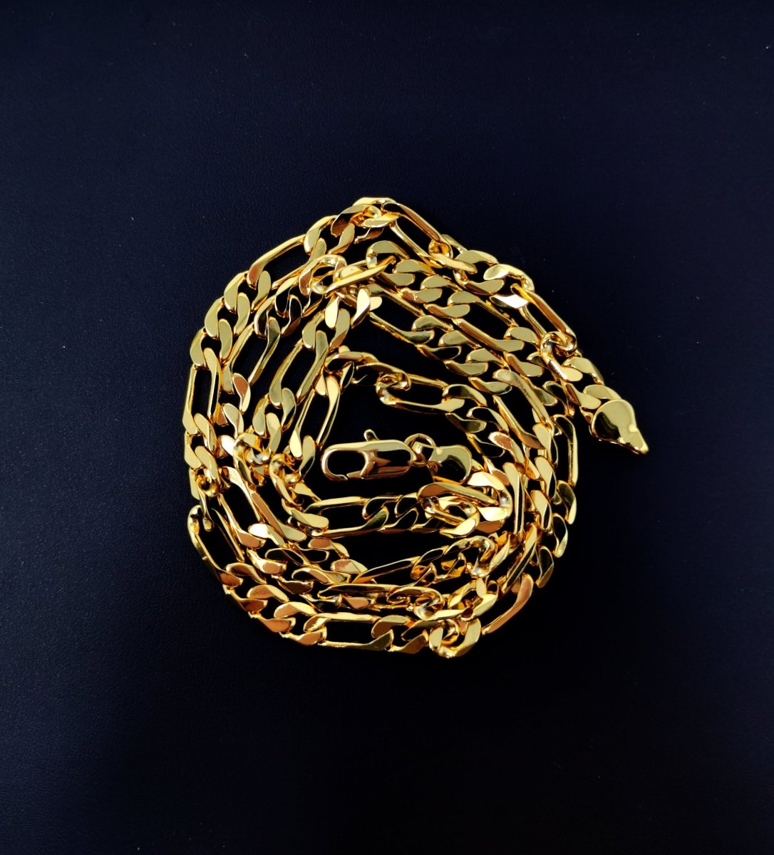 23.5'' Ready to Use 24K Gold Filled Figaro Necklace Chain, Layering Unique Chain Perfect for Pendant Charm Necklace, Statement 4mm Figaro Necklace w/ Lobster Clasps | CN-421 Clearance Pricing - DLUXCA