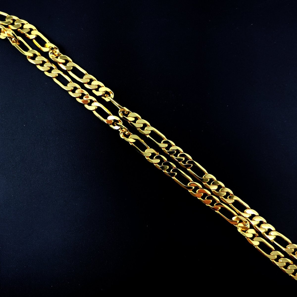 23.5'' Ready to Use 24K Gold Filled Figaro Necklace Chain, Layering Unique Chain Perfect for Pendant Charm Necklace, Statement 4mm Figaro Necklace w/ Lobster Clasps | CN-421 Clearance Pricing - DLUXCA