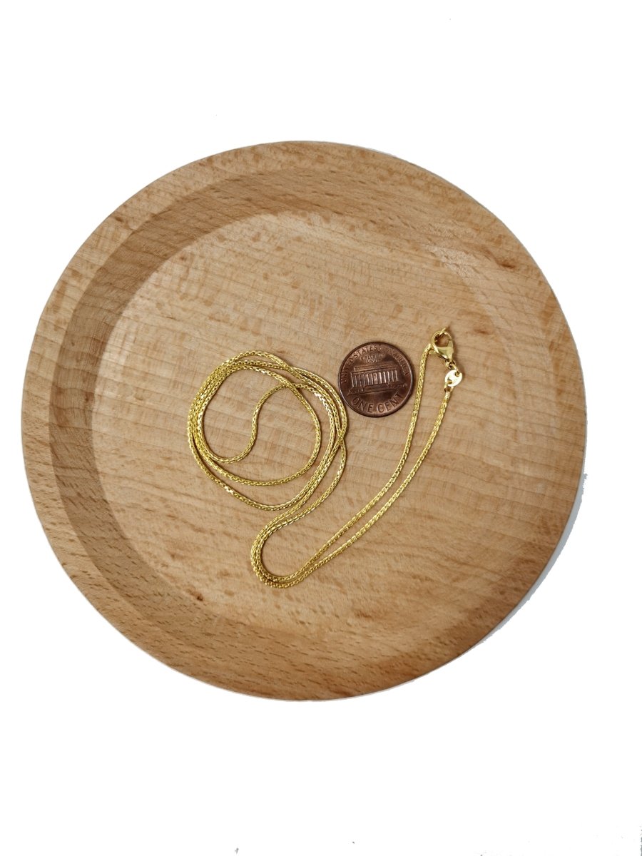 23.5 Wheat Chain Necklace, 24K Gold Plated Finished Chain, Dainty 1.3mm Wheat Necklace w/ Lobster Clasps | CN-403 Clearance Pricing - DLUXCA
