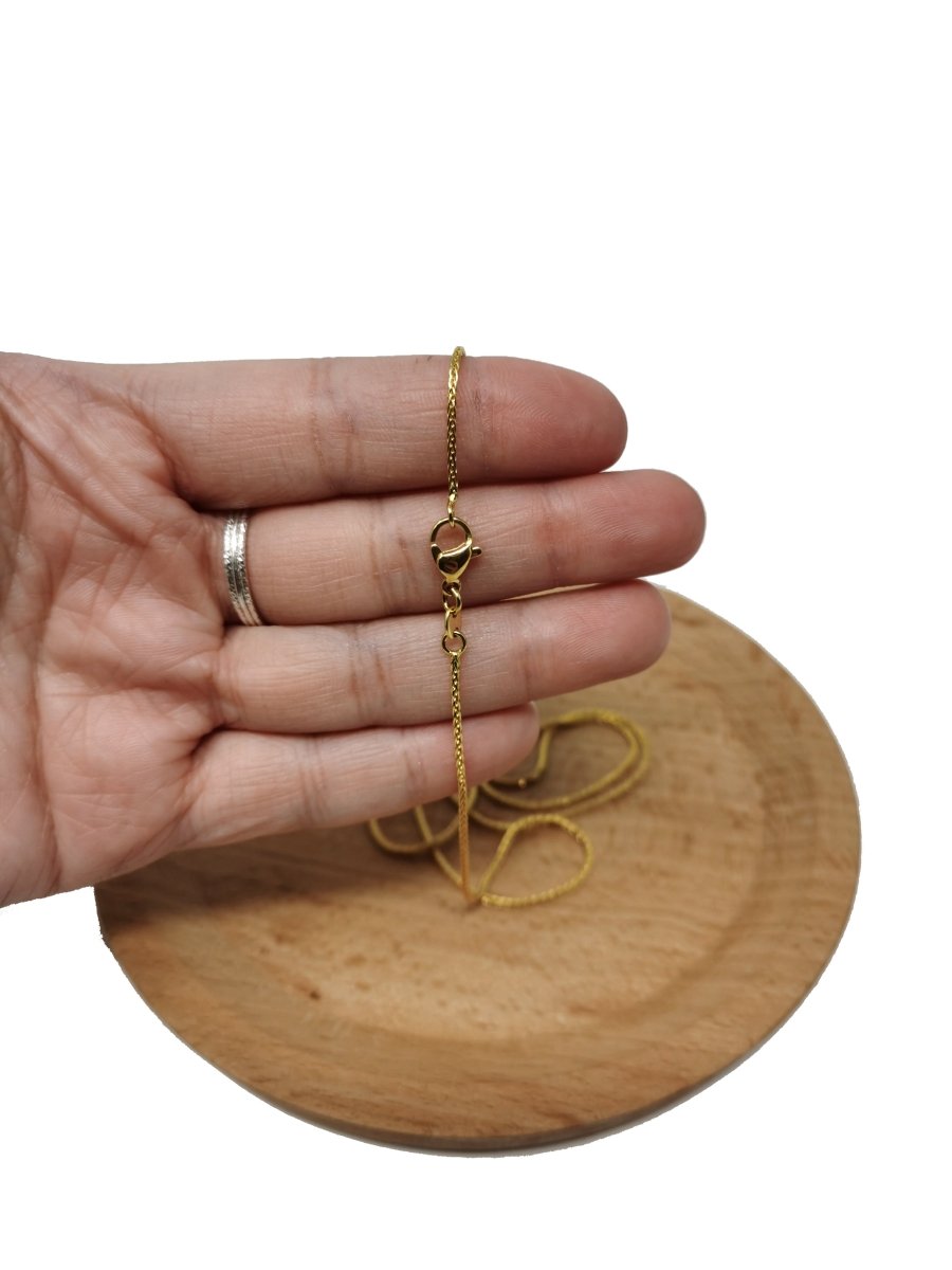 23.5 Wheat Chain Necklace, 24K Gold Plated Finished Chain, Dainty 1.3mm Wheat Necklace w/ Lobster Clasps | CN-403 Clearance Pricing - DLUXCA