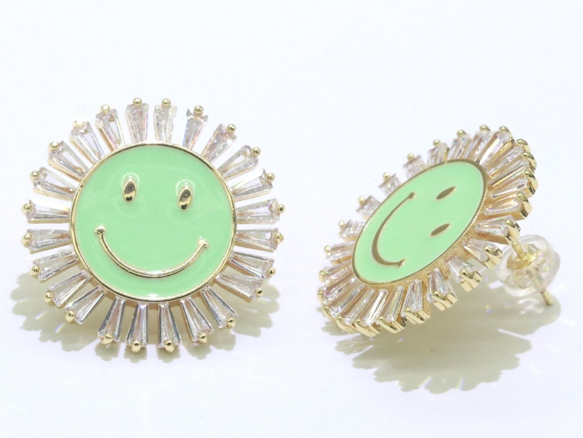 23mm Stud Enamel Smiley Face Stud Earrings Y2K 90S 1990's Cute Earring Harajuku Kawaii Pastel Happy Face Earring for Gift P173 - DLUXCA