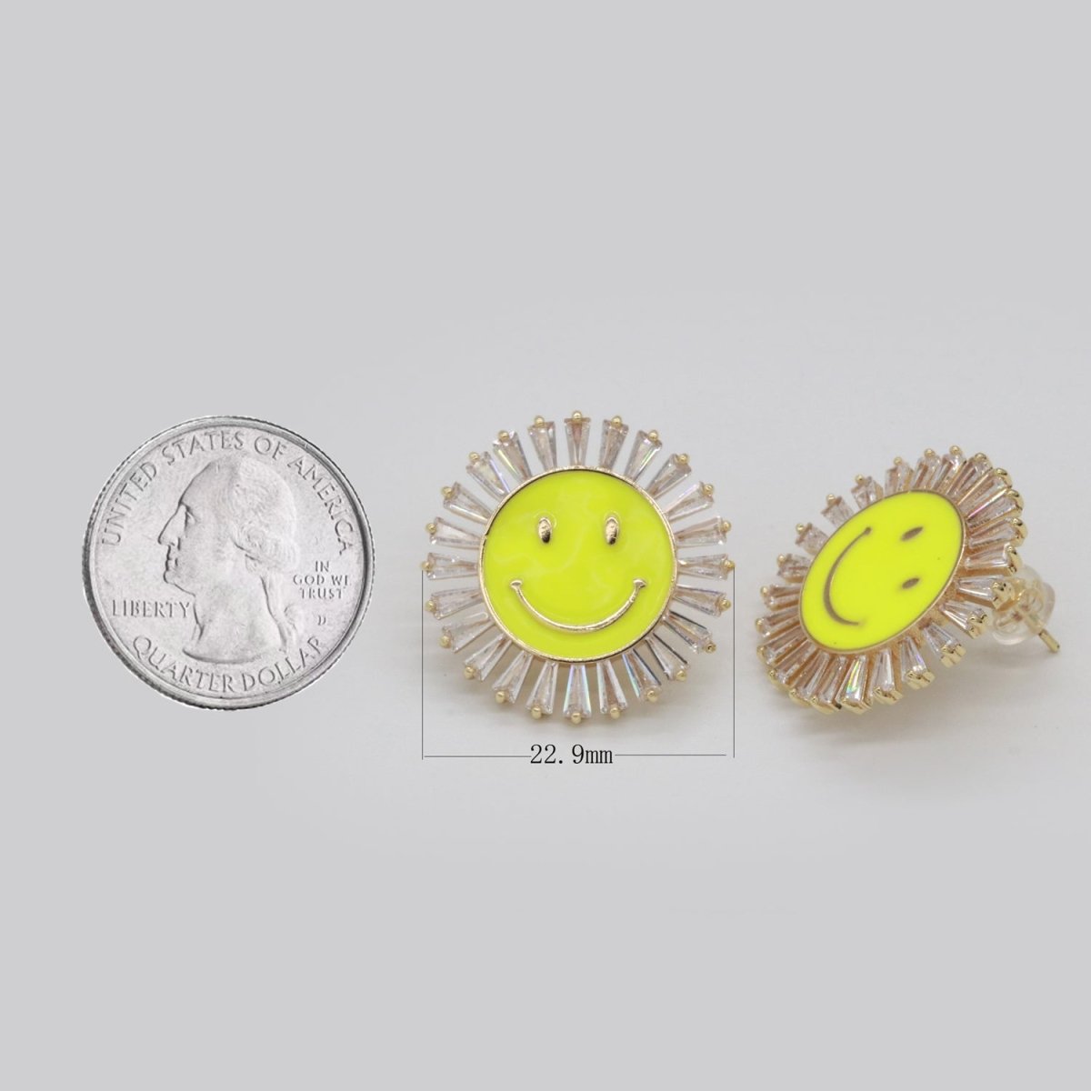 23mm Stud Enamel Smiley Face Stud Earrings Y2K 90S 1990's Cute Earring Harajuku Kawaii Pastel Happy Face Earring for Gift P173 - DLUXCA