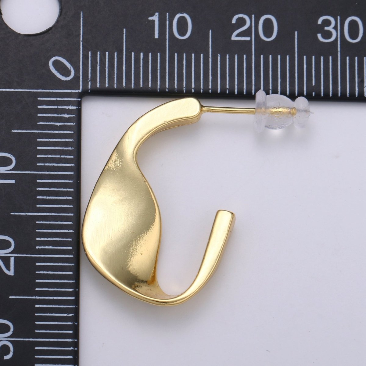 24.5 mm Plead Hook Hoops 14K Gold Plated, Weavy Gold Earrings for DIY Earring Craft Supply Jewelry Making Q-411 - DLUXCA