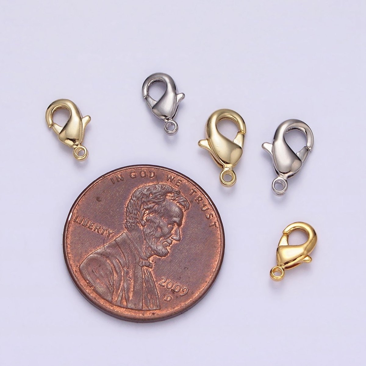 24k, 14k, White Gold Filled 8mm, 9.5mm Lobster Claw Clasps Closure Jewelry Making Supply in Gold & Silver | Z-413 - Z-418 - DLUXCA