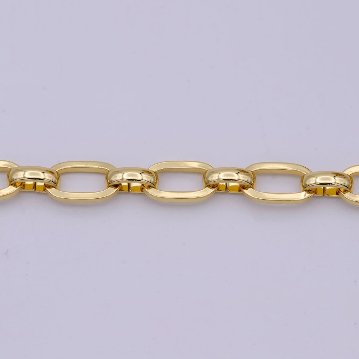 24K Cable Unfinished Chain by Yard, Thick 8.7X5.1mm Cable Chain For Jewelry Making | ROLL-571 Clearance Pricing - DLUXCA