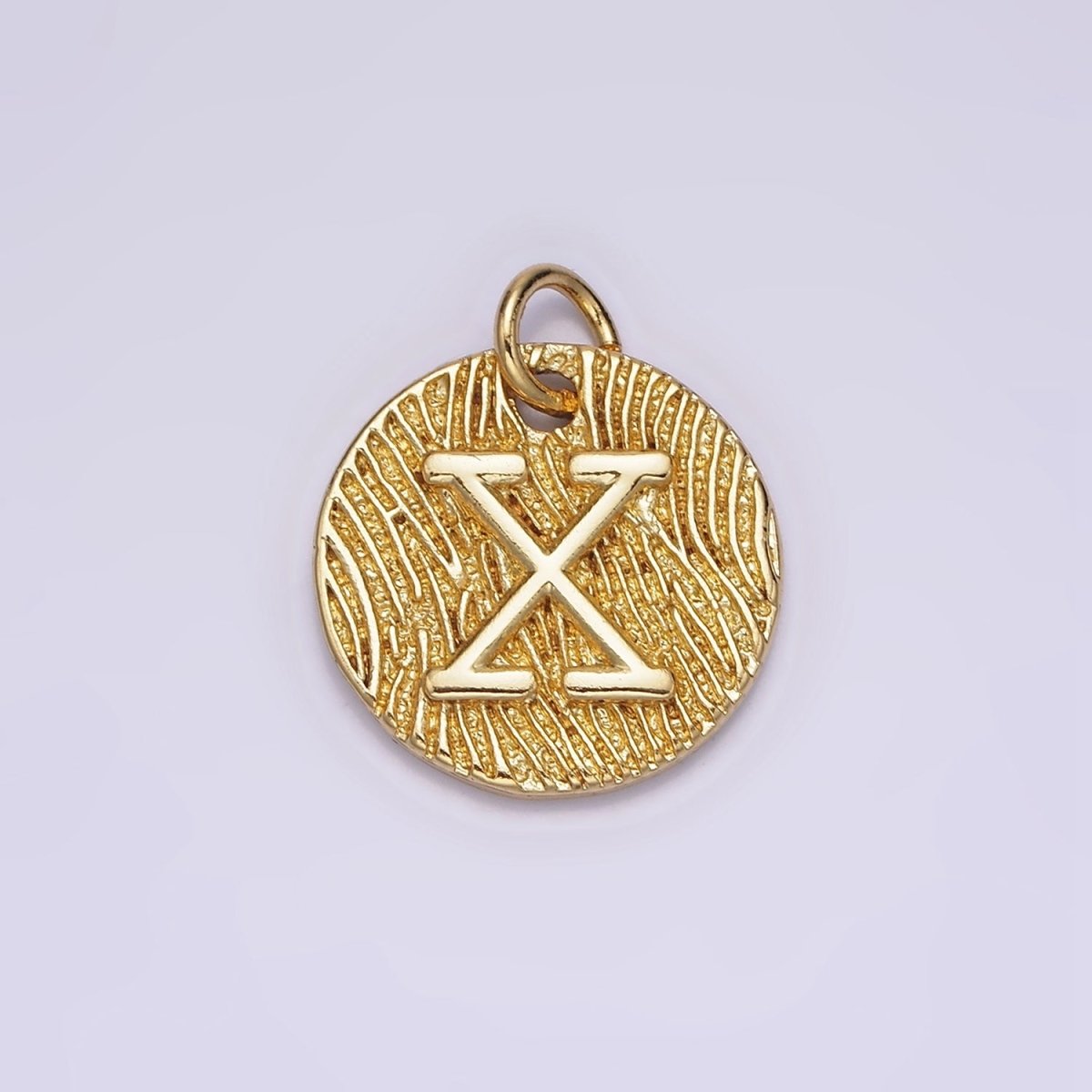24K Gold Alphabet Charms, English Letter Pendants 15mm Initial Coin Pendants | A1144 - A1169 - DLUXCA