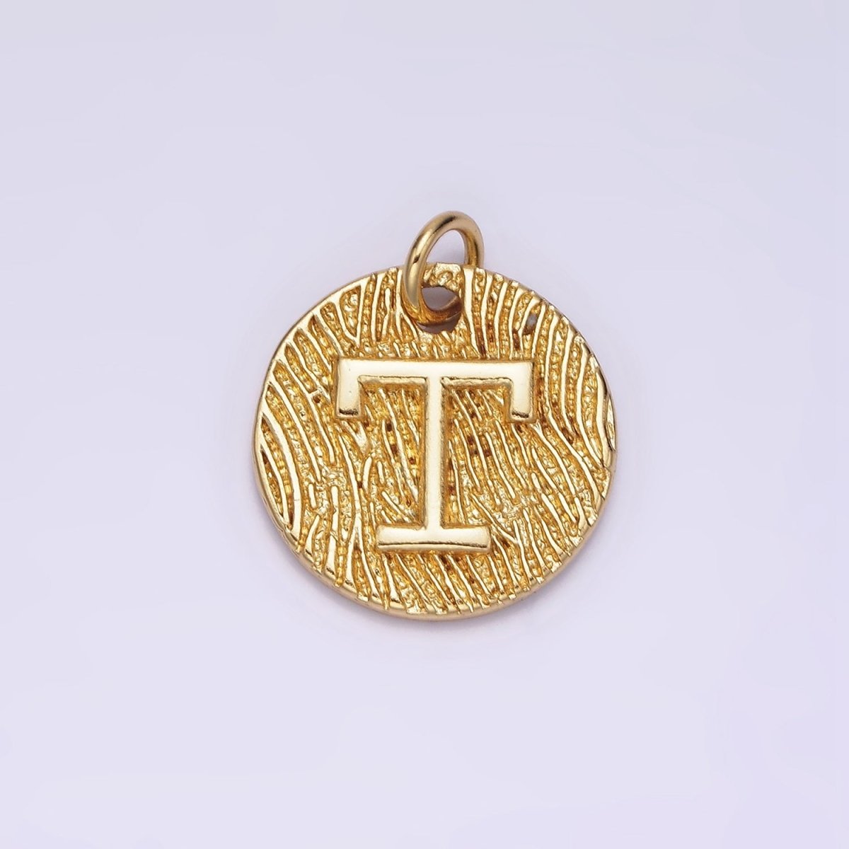 24K Gold Alphabet Charms, English Letter Pendants 15mm Initial Coin Pendants | A1144 - A1169 - DLUXCA