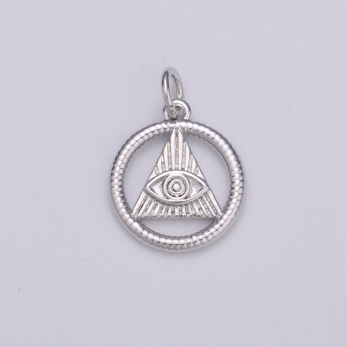 24k Gold and Silver Filled Evil eye Triangle Charm, Circle Evil Eye Charm, , Gold Evil Eye Charm D-540 D-541 - DLUXCA