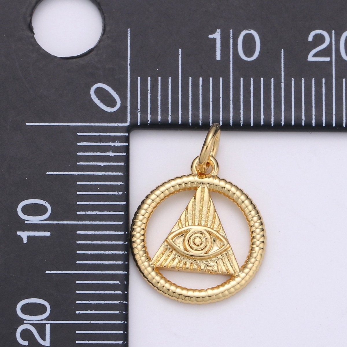 24k Gold and Silver Filled Evil eye Triangle Charm, Circle Evil Eye Charm, , Gold Evil Eye Charm D-540 D-541 - DLUXCA
