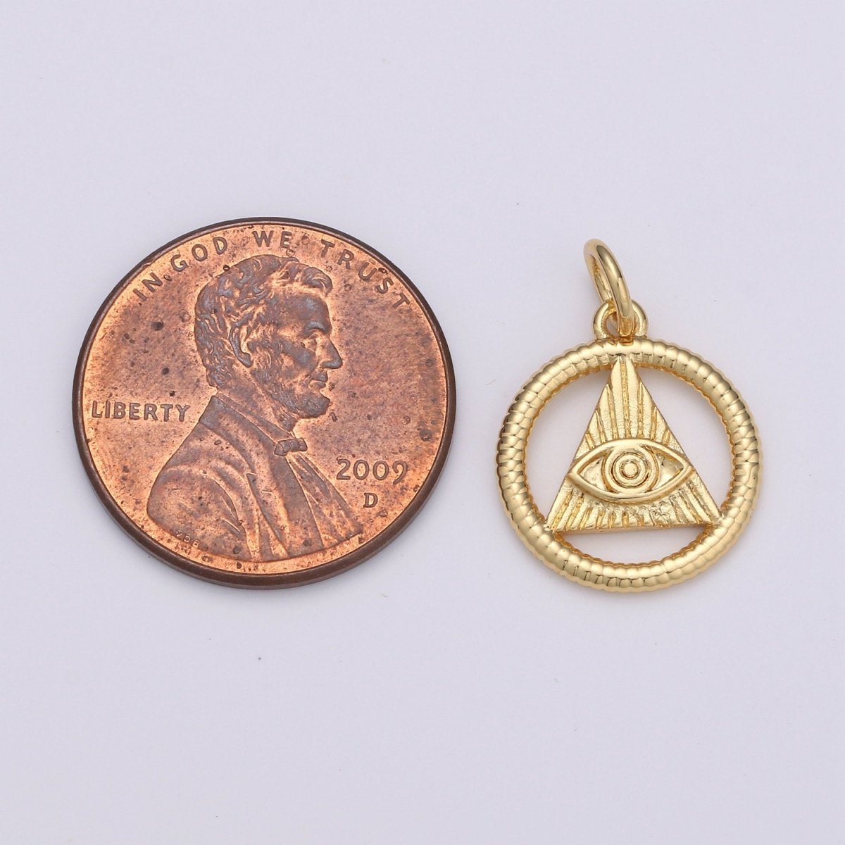 24k Gold and Silver Filled Evil eye Triangle Charm, Circle Evil Eye Charm, , Gold Evil Eye Charm D-540 D-541 - DLUXCA