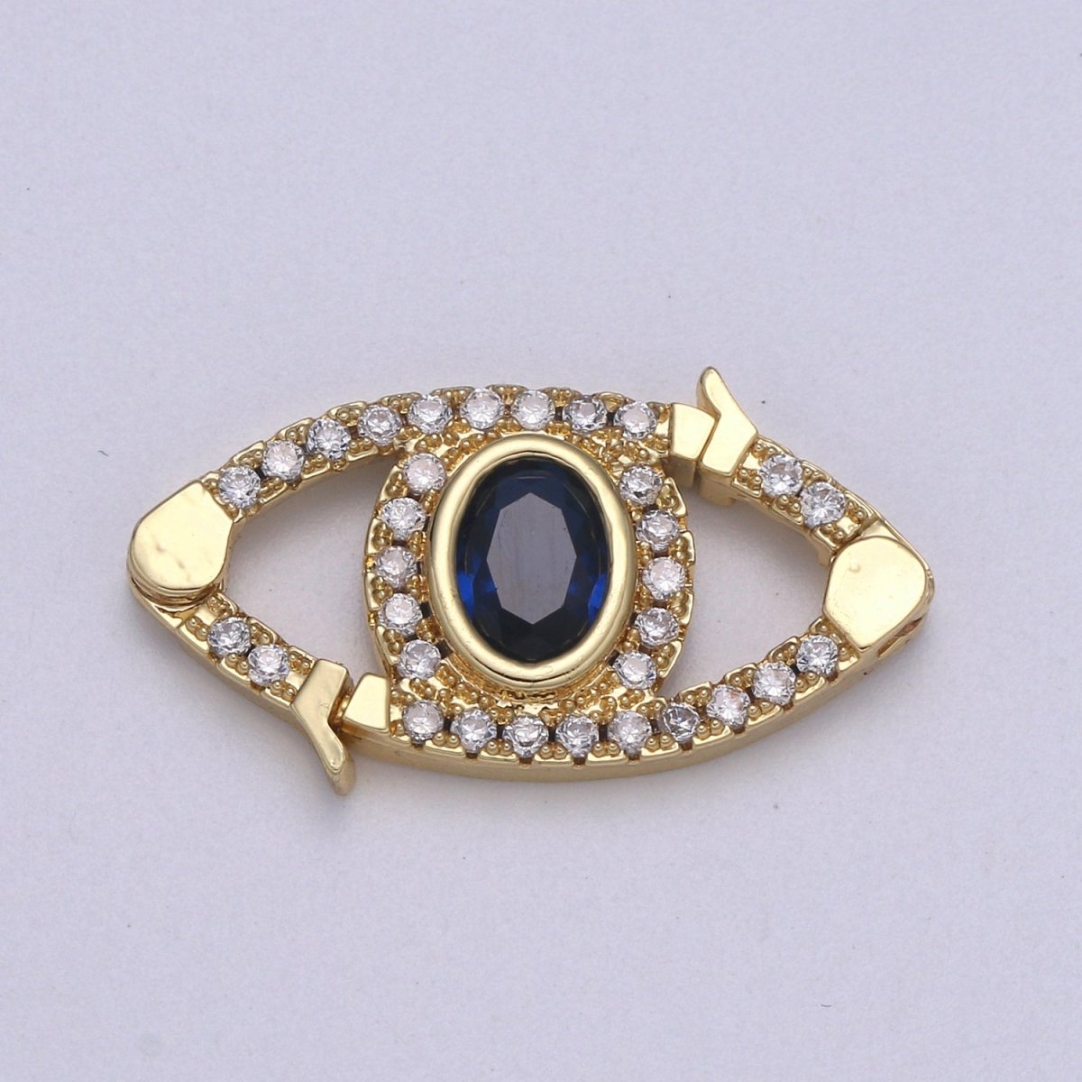 24k Gold CZ Micro Pave Clasp Evil Eye Lock Clasp, Interlock Micro pave Clasp Fastener for Bracelet Necklace Connector Clasp K-332 K-333 K-334 - DLUXCA