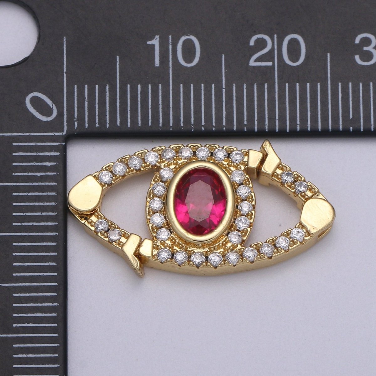 24k Gold CZ Micro Pave Clasp Evil Eye Lock Clasp, Interlock Micro pave Clasp Fastener for Bracelet Necklace Connector Clasp K-332 K-333 K-334 - DLUXCA