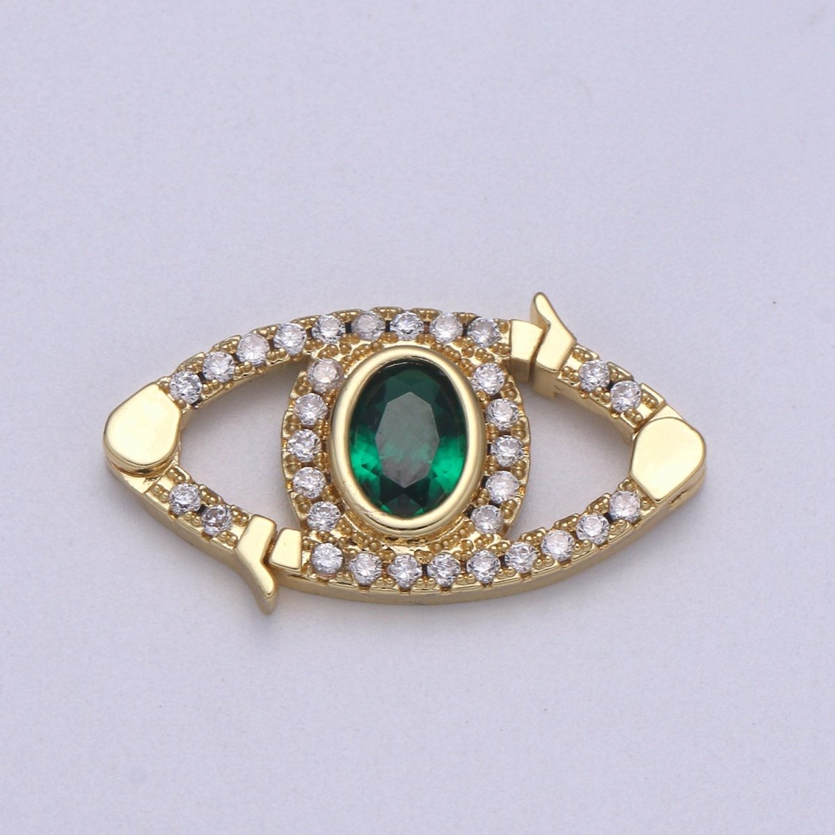 24k Gold CZ Micro Pave Clasp Evil Eye Lock Clasp, Interlock Micro pave Clasp Fastener for Bracelet Necklace Connector Clasp K-332 K-333 K-334 - DLUXCA
