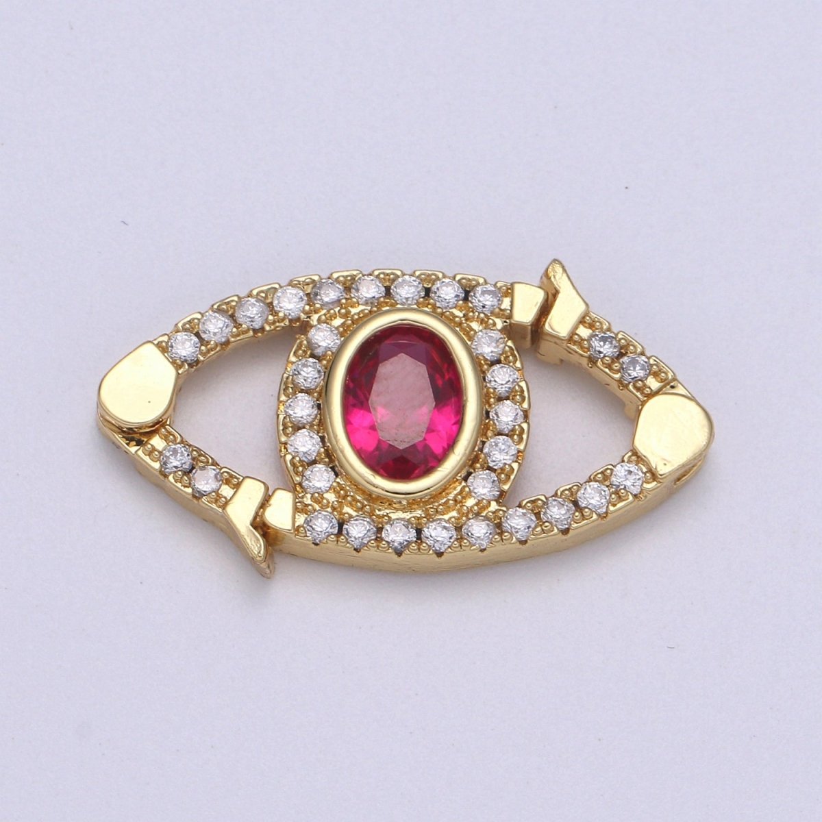 24k Gold CZ Micro Pave Clasp Evil Eye Lock Clasp, Interlock Micro pave Clasp Fastener for Bracelet Necklace Connector Clasp K-332 K-333 K-334 - DLUXCA