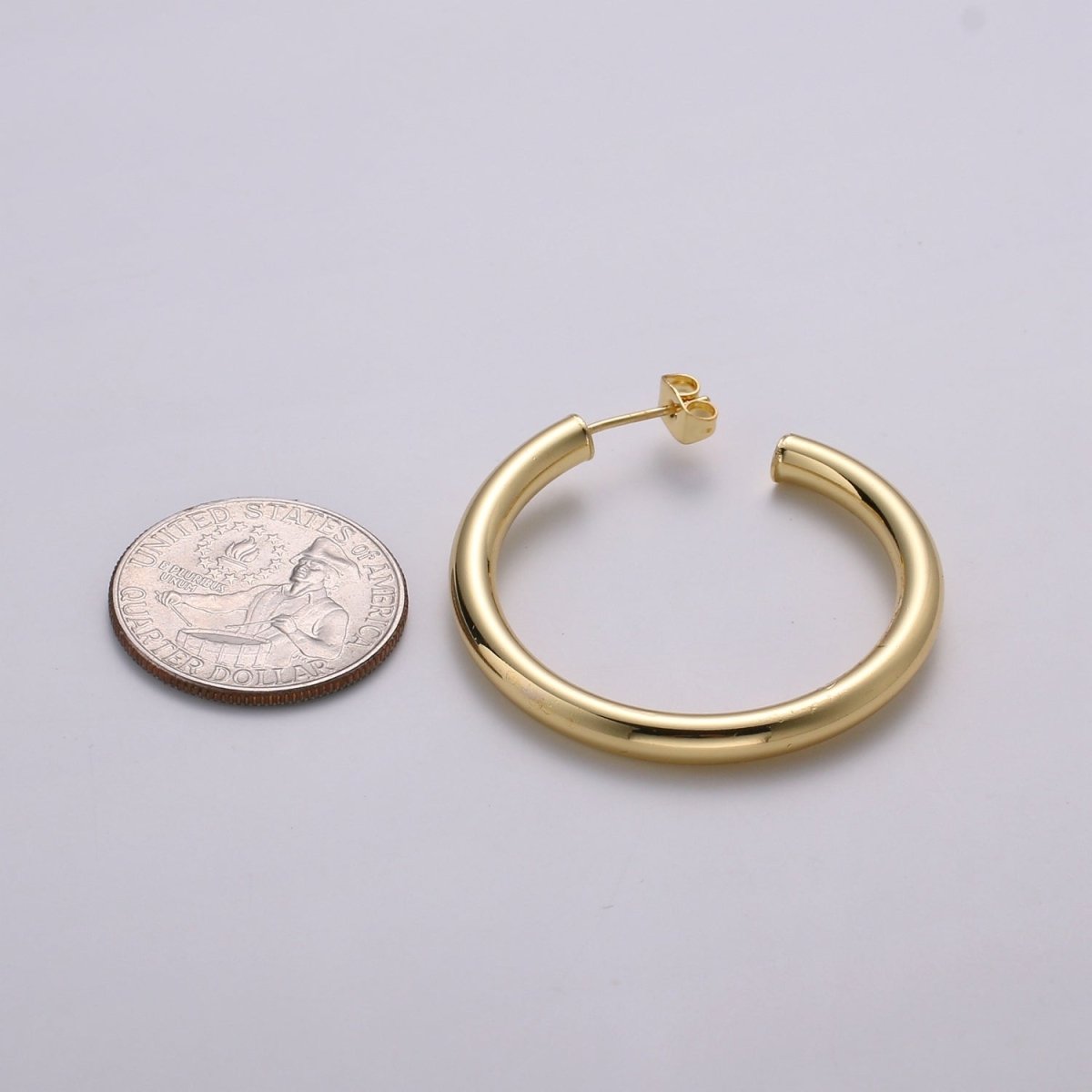 24k Gold Earrings, Hoop Earrings, Chunky Hoop, Tube Hoop Earring, Gift for Her, Earrings for Women, Everyday Wear Earrings Q-316 - DLUXCA