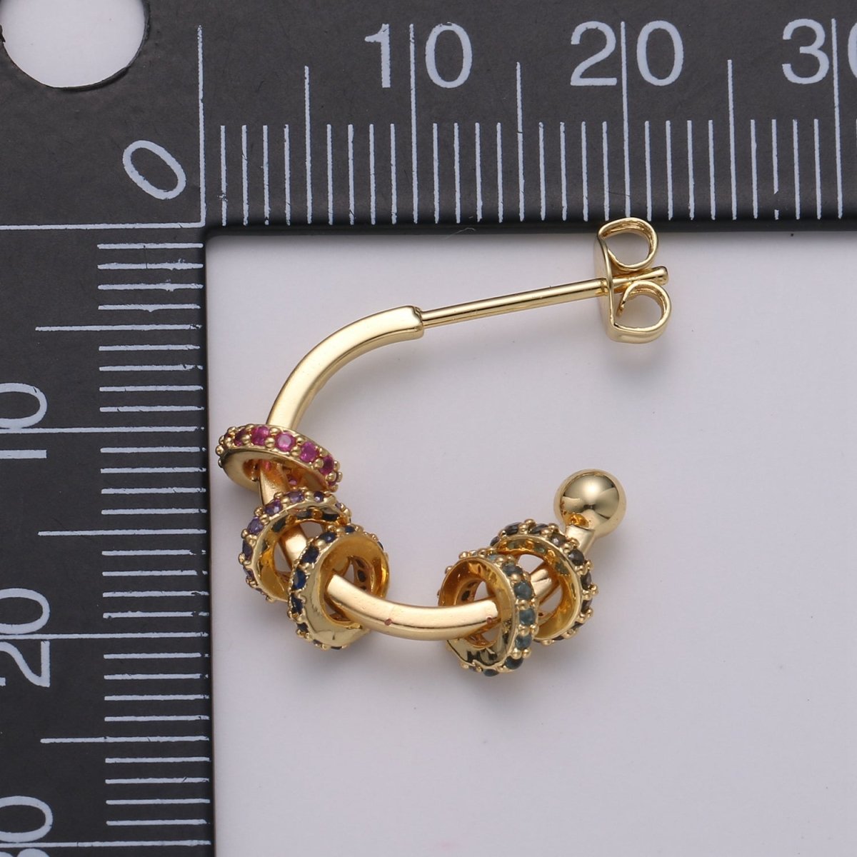 24k Gold Earrings, Hoop Earrings, Medium Hoop, Stud Earring, Gold Plated Earring, Gift for Her, Everyday Wear Earring K-817 - DLUXCA