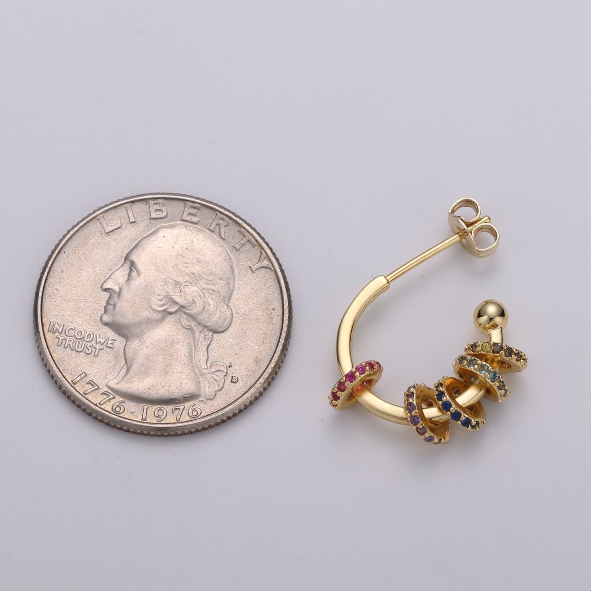 24k Gold Earrings, Hoop Earrings, Medium Hoop, Stud Earring, Gold Plated Earring, Gift for Her, Everyday Wear Earring K-817 - DLUXCA