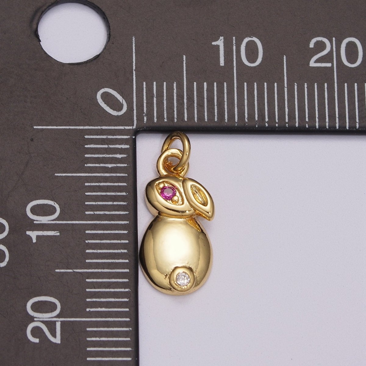 24k Gold Filed CZ Micro Pave Rabbit Bunny Charm Pendant Medallion Charm Cubic Zirconia M-902 M-903 - DLUXCA