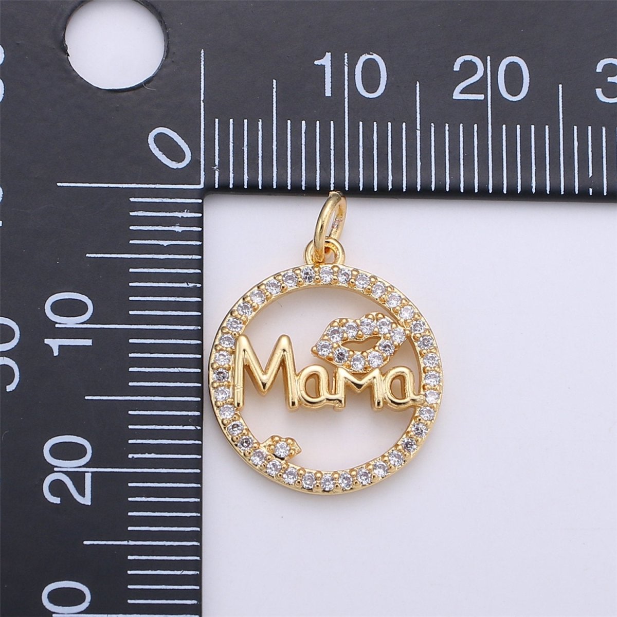 24k Gold Fill Micro Pave Mother Charm - Mama Necklace Charm - Mother Necklace Pendant - Mother's Day Gifts - Mama Letter Necklace Pendant I-563 - DLUXCA