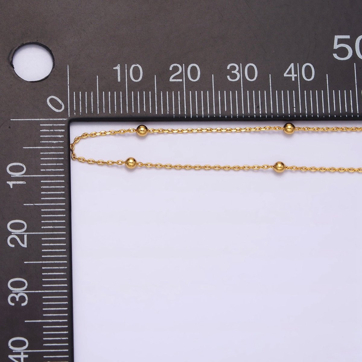 24K Gold Filled 0.5mm Dainty Satellite Beaded Cable Chain 17.75 Inch Layering Necklace | WA-1929 Clearance Pricing - DLUXCA