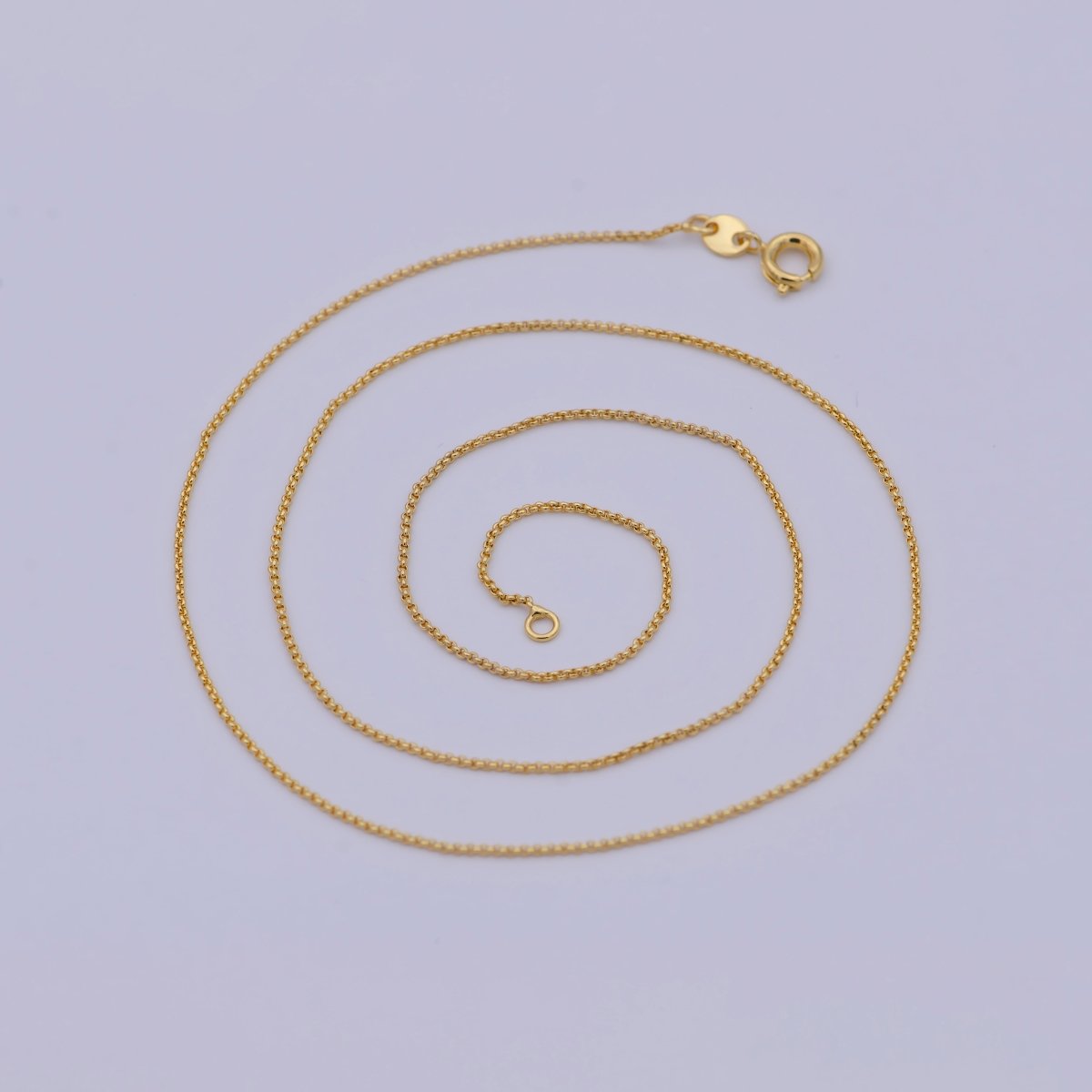 24K Gold Filled 0.8mm Dainty Rounded Rolo 18 Inch Layering Chain Necklace | WA-473 Clearance Pricing - DLUXCA