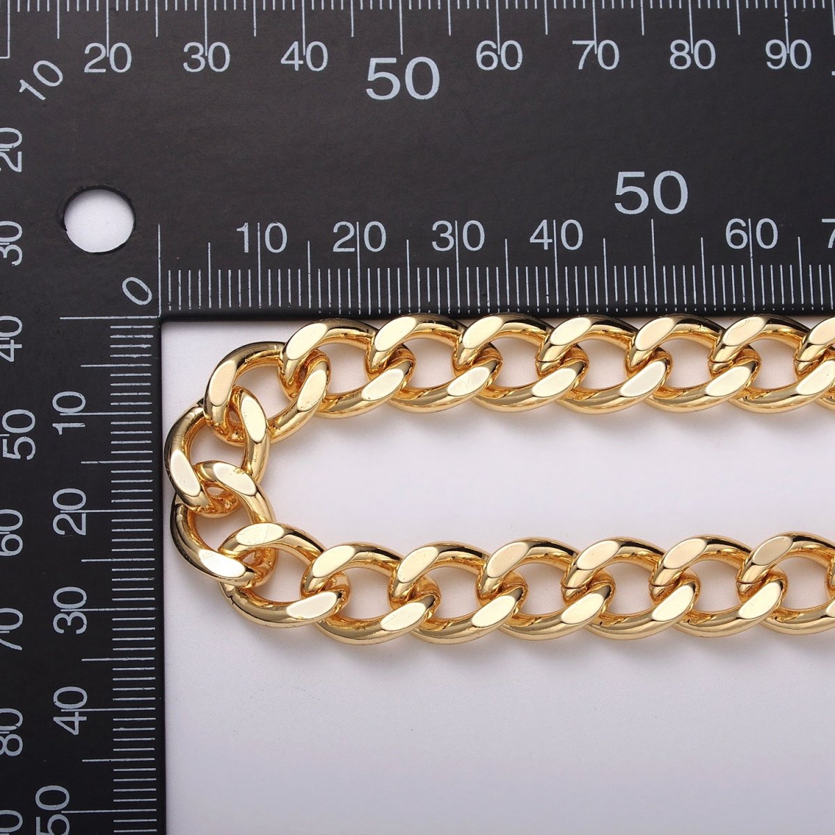 24k Gold Filled 10mm Flat Link Curb Unfinished Statement Chain in Gold & Silver | ROLL-1066, ROLL-1078 Clearance Pricing - DLUXCA