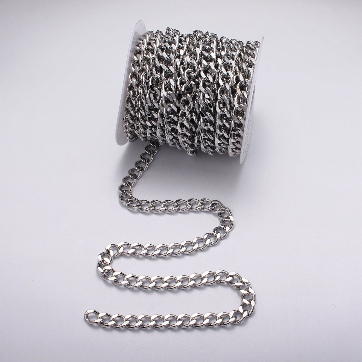 24k Gold Filled 10mm Flat Link Curb Unfinished Statement Chain in Gold & Silver | ROLL-1066, ROLL-1078 Clearance Pricing - DLUXCA