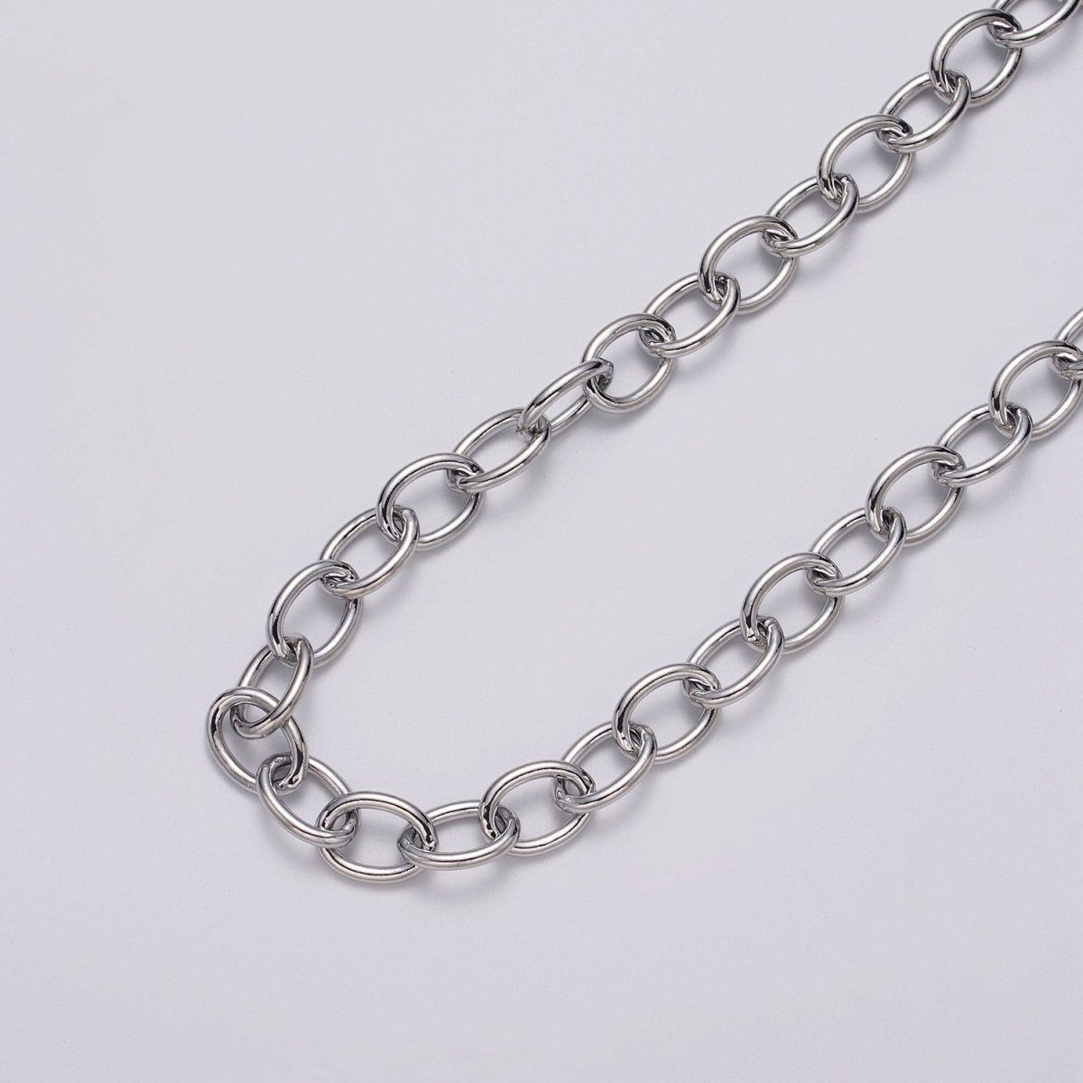 24K Gold Filled 12.5mm Oval Cable Unfinished Statement Chain by Yard in Gold & Silver | ROLL-1067, ROLL-1077 Clearance Pricing - DLUXCA