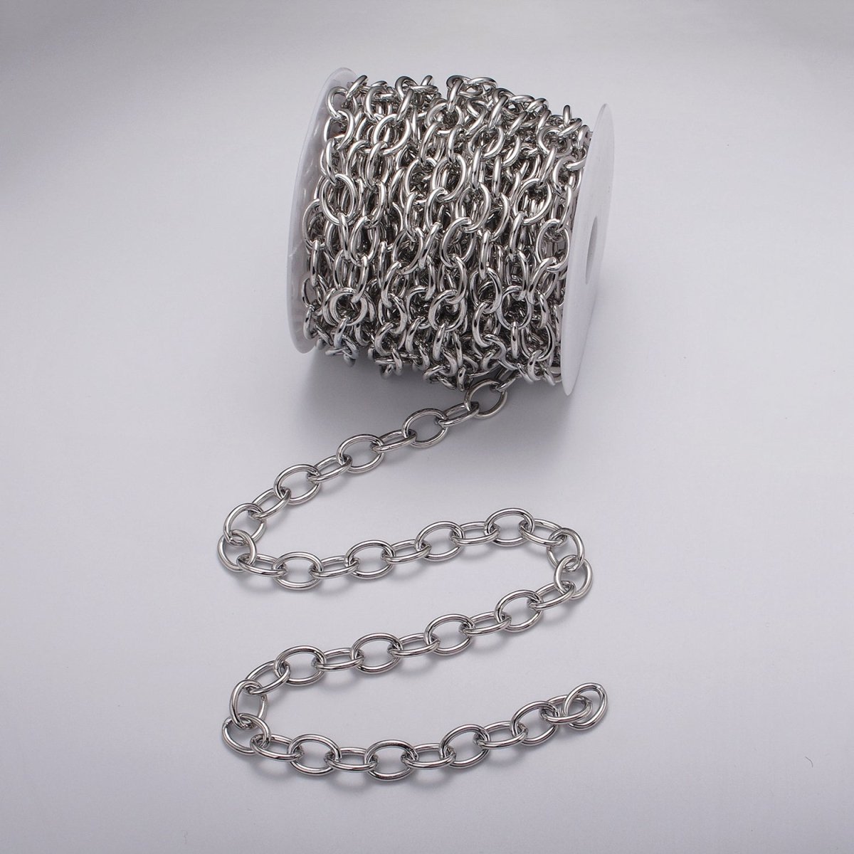 24K Gold Filled 12.5mm Oval Cable Unfinished Statement Chain by Yard in Gold & Silver | ROLL-1067, ROLL-1077 Clearance Pricing - DLUXCA