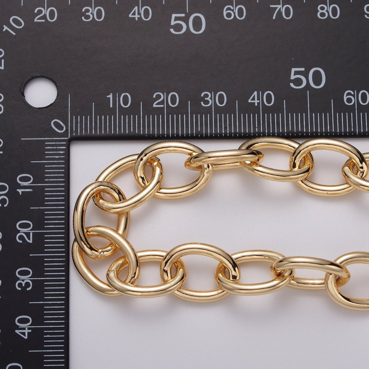 24K Gold Filled 12.5mm Oval Cable Unfinished Statement Chain by Yard in Gold & Silver | ROLL-1067, ROLL-1077 Clearance Pricing - DLUXCA