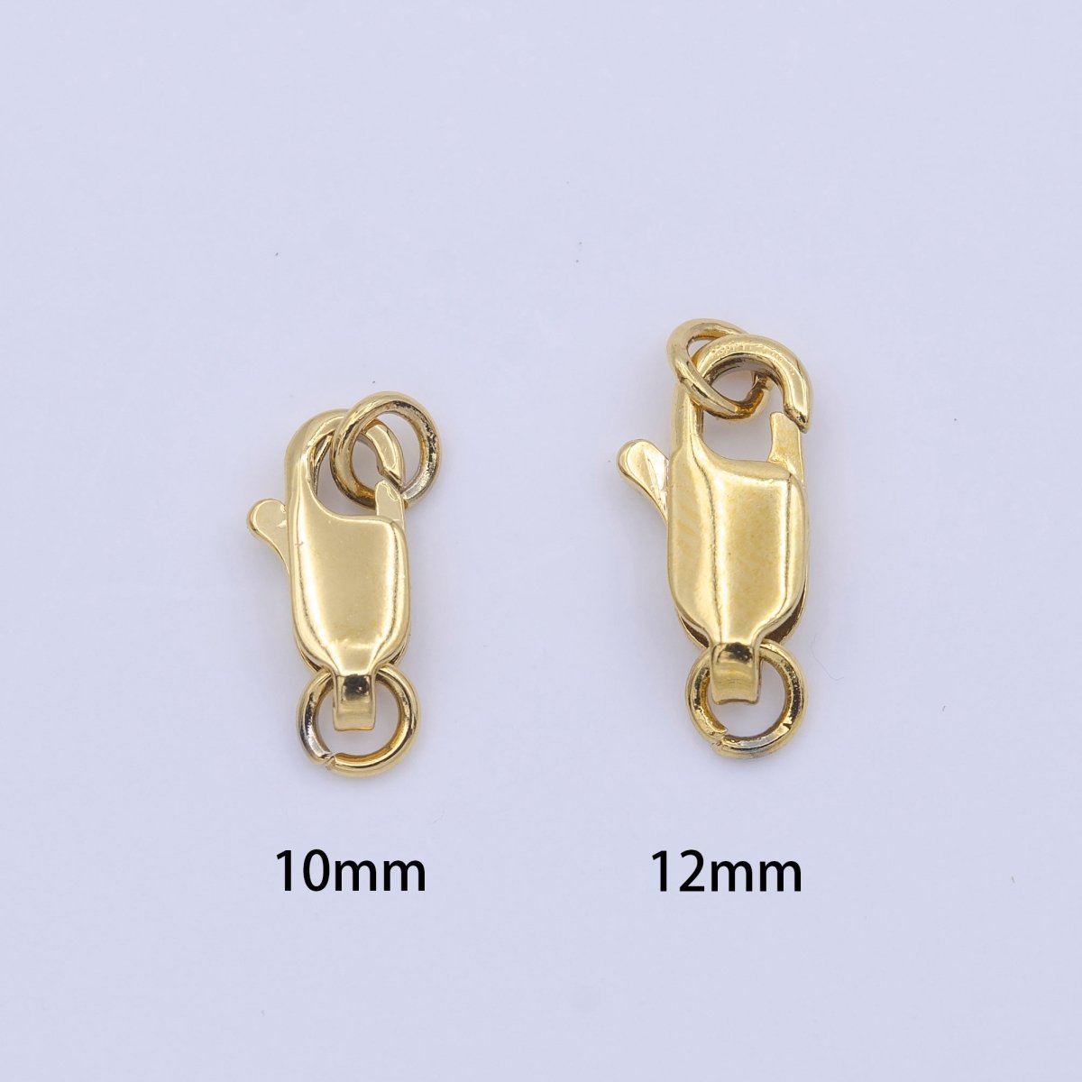 24K Gold Filled 12mm, 10mm Lobster Clasps Claw Closure Jewelry Supply in Gold & Silver | K-299 - K-302 - DLUXCA
