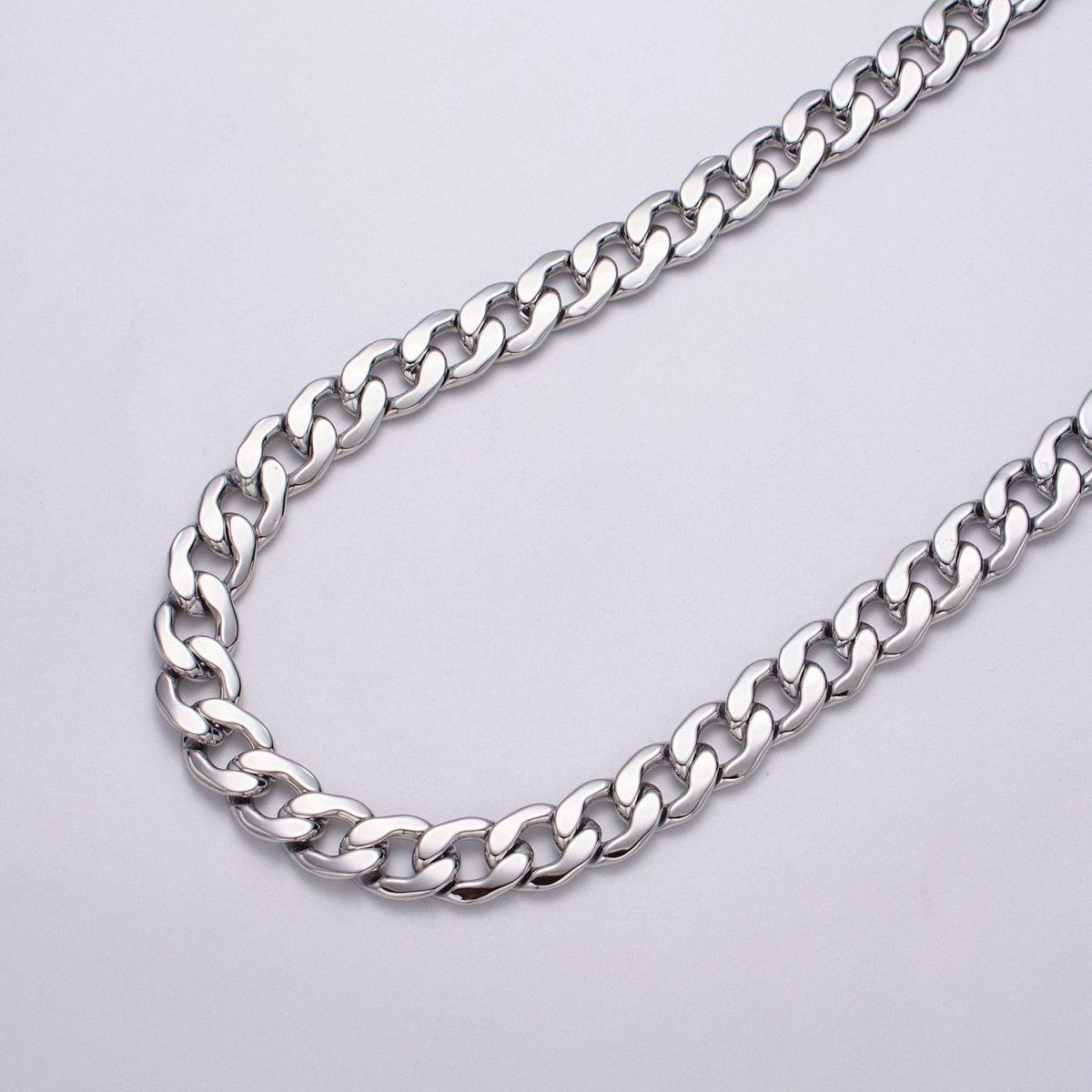 24k Gold Filled 12mm Flat Cuban Flat Curb Unfinished Chain by Yard in Gold & Silver | ROLL-1051, ROLL-1081 Clearance Pricing - DLUXCA