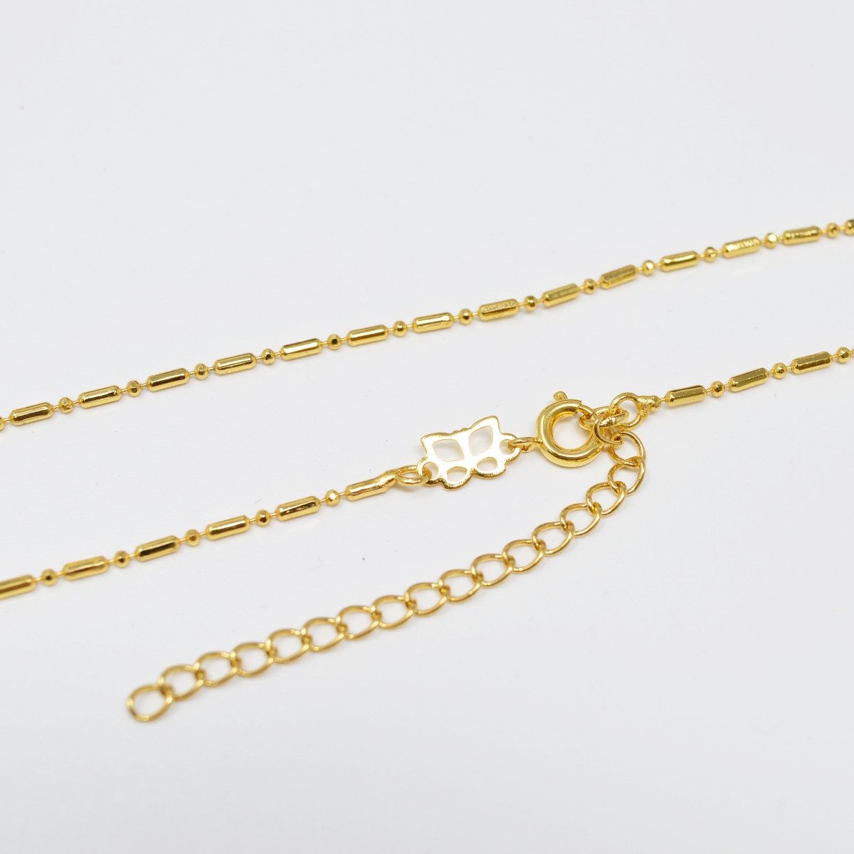 24K Gold Filled 1.2mm Tube Bar Chain, Bead Necklace 16 Inches + 2 Inches Chain Extender, Gold Cylinder Tube Bar Necklace Jewelry Making | CN-982 Clearance Pricing - DLUXCA