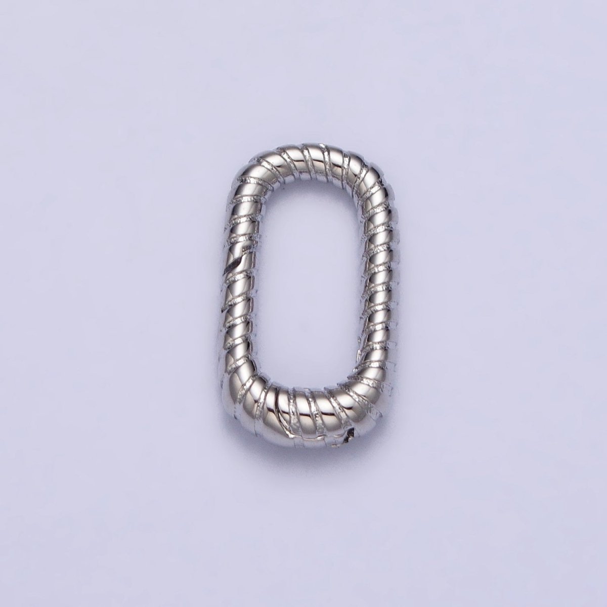 24K Gold Filled 15.5mm Textured Striped Oblong Push Gate Jewelry Supply in Gold & Silver | Z-121 Z-122 - DLUXCA