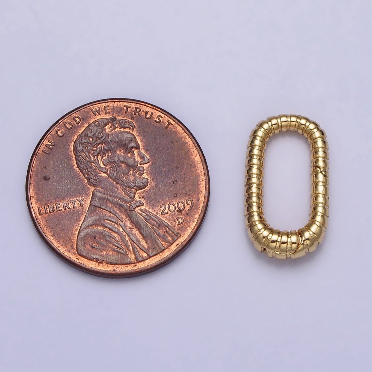 24K Gold Filled 15.5mm Textured Striped Oblong Push Gate Jewelry Supply in Gold & Silver | Z-121 Z-122 - DLUXCA