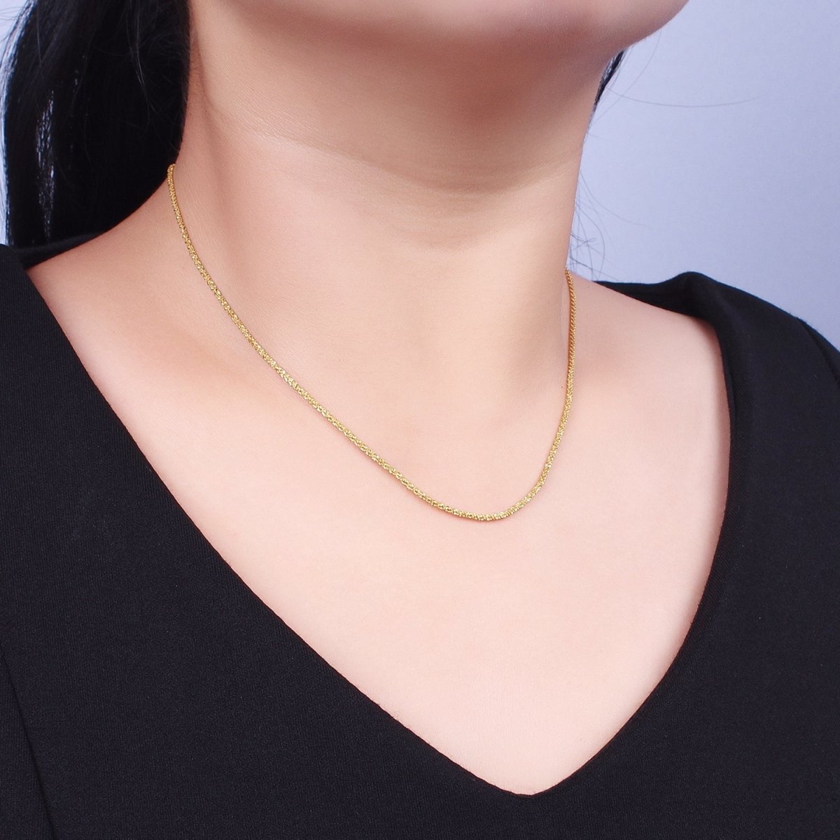 24K Gold Filled 1.5mm Byzantine Twist 17.5 Inch Gold, Silver Chain | WA-1257 WA-1295 Clearance Pricing - DLUXCA