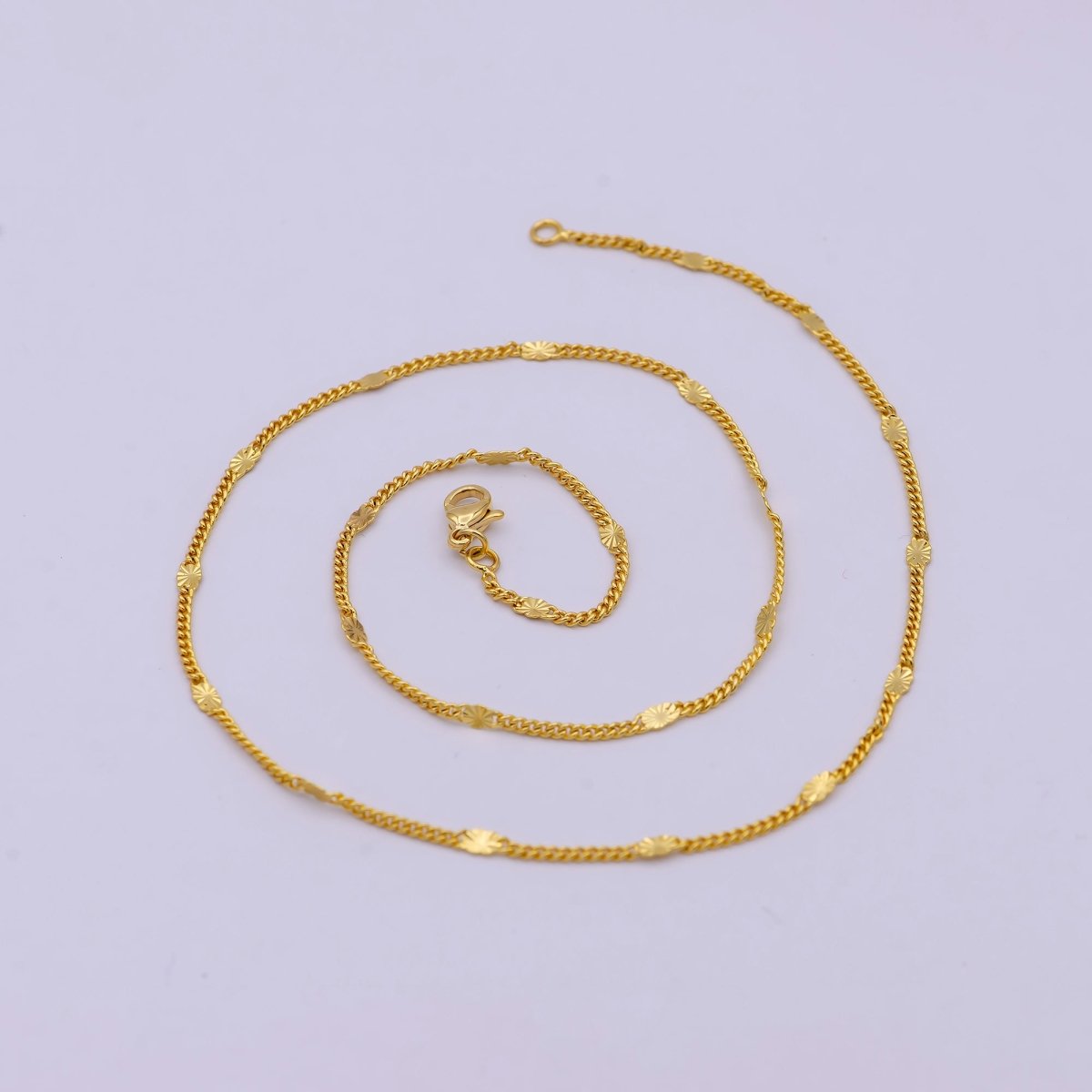 24K Gold Filled 1.5mm Curb Chain 15.5, 18 inch Finished Necklace For Wholesale Necklace Dainty Jewelry Making Supplies | WA-521 Clearance Pricing - DLUXCA