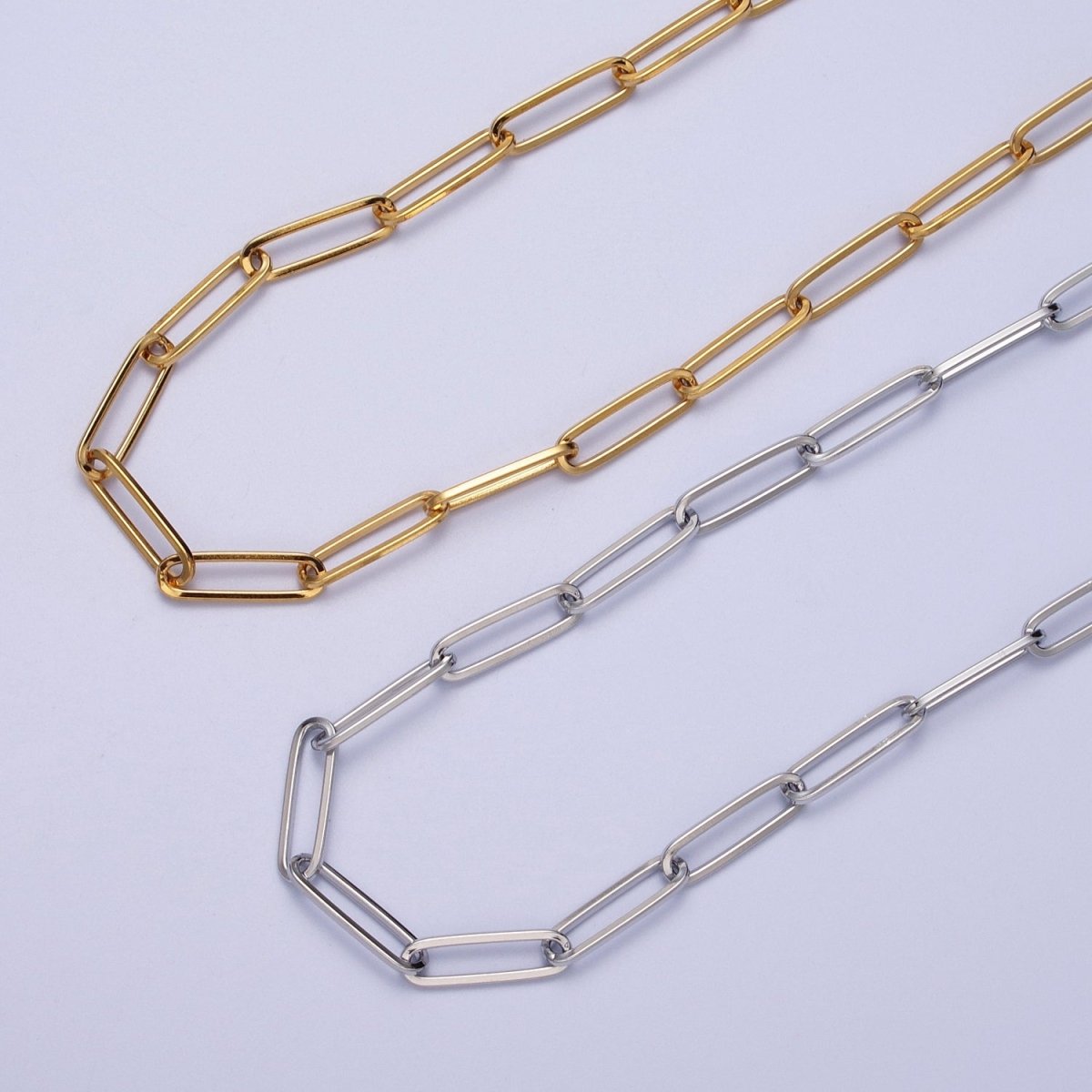 24K Gold Filled 15mm x 4.5mm Paperclip Link Gold, Silver Minimalist Unfinished Chain | ROLL-923 ROLL-924 Clearance Pricing - DLUXCA