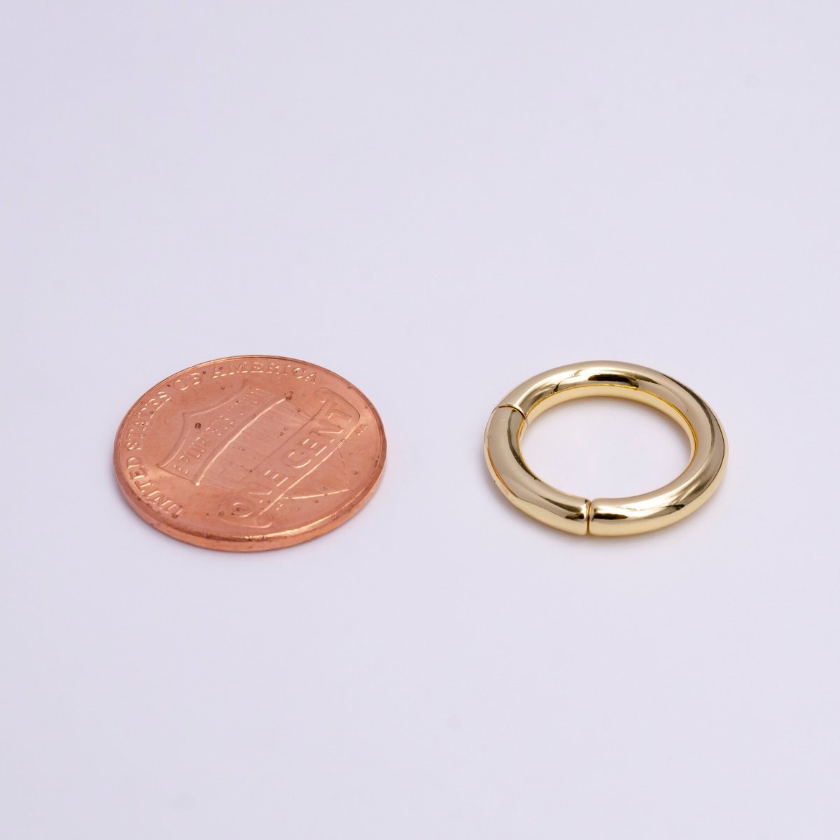 24K Gold Filled 16mm, 17mm Pull Round Spring Gate Ring Jewelry Supply | Z-378 Z-380 - DLUXCA
