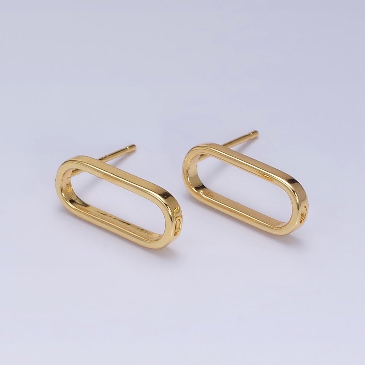 24K Gold Filled 16mm Open Oblong Drop Stud Earrings Supply | Z-396 - DLUXCA